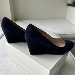 L.K. Bennett Bayleen navy suede wedge